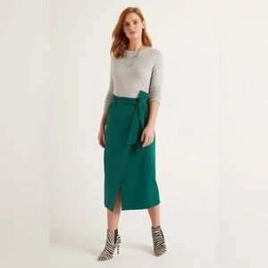 BNWT Boden Wrap Tie Paperbag Green Skirt 16-18